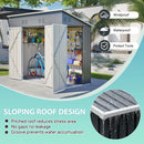 4x8 Slope-Roof Reinforced Storage Shed with Weatherproof Sloping Roof & 4 Air Vents, Heavy-Duty Sturdy Metal Frame, Left/Right Optional Door, Outdoor Tool Shed Warehouse for Garden Storage Pet House by Montret