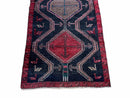 3 X 7 Handmade Wool Tribal Runner Rug Geometric Red Blue Boho Organic Dyes