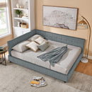 Mid-Century Storage Upholstered Tufted Bed Frame With Backrest And Armrests by HouseOfZazla