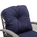 3 Pieces Outdoor Swivel Rocker Patio Chairs, 360 Degree Rocking Patio Conversation Set with Thickened Cushions and Glass Coffee Table for Backyard, Navy blue
