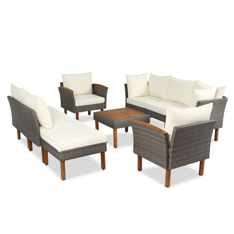 Walker Edison | Wicker 9-Piece Patio Modular Sofa Set