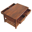 Regency Woven Console Table with 4 Drawers, Open Slot