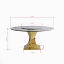 Luxury Round 59" Sintered Stone Dining Table With Stainless Steel Hourglass Base, Scratch & Heat Resistant Surface - Golden / White by Unique Piece Furniture