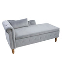 Chaise Lounge Indoor, Lounge Chair For Bedroom With Storage & Pillow, Modern Upholstered Rolled Arm Chase Lounge For Sleeping With Nailhead Trim For Living Room Bedroom Office by HouseOfZazla