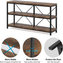 Console Table With 3 Tier Storage Shelves Finish, Slim Narrow Design For Living Entryway - Brown / Black by HouseOfZazla