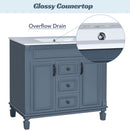 36" Bathroom Vanity With Ceramic Sink and Soft-Close Doors - Blue