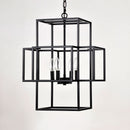 4 Light Metal Lantern Tiered Pendant Hanging Light Fixtures, Industrial Farmhouse Adjustable Height Chandeliers For Dining Room Hallway Foyer Entryway (E12 Bulbs Not Included) by HouseOfZazla