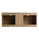 48" Wall Mounted Bathroom Vanity With Double Resin Sink And Storage Rack Soft Close Doors Plywood Construction - Imitative Oak by HouseOfZazla