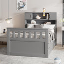 Captain Platform Bed Frame With Storage Bookcases, Shelves, And 4 Drawers by HouseOfZazla