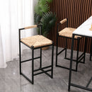 Water Hyacinth Woven Bar Stools With Back Support, Counter Height Dining Chairs (Set of 2) - Natural by HouseOfZazla