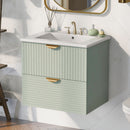 Modern Wall-Mounted Bathroom Vanity With 2 Drawers, Ideal For Small Bathrooms - Green by HouseOfZazla