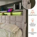 Upholstered Platform Bed With A Hydraulic Storage System, LED And USB Charging (Without Mattress) by Unique Piece Furniture