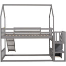Twin Over Twin House Bunk Bed With Convertible Slide, Storage Staircase by HouseOfZazla