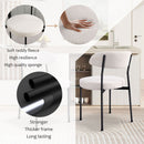 Boucle Upholstered Dining Chairs with Curved Backrest & Metal Legs Set of 2, Beige