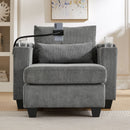 Convertible Chaise Lounge Sofa Chair With USB Ports, Cup Holders, Phone Holder And Storage