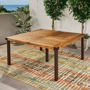 Lankershim Modern Industrial Dining Table With Acacia Wood Slat Design - Teak by HouseOfZazla