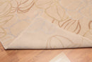 5' x 6'9" Contemporary Floral 100% Wool Area rug Beige