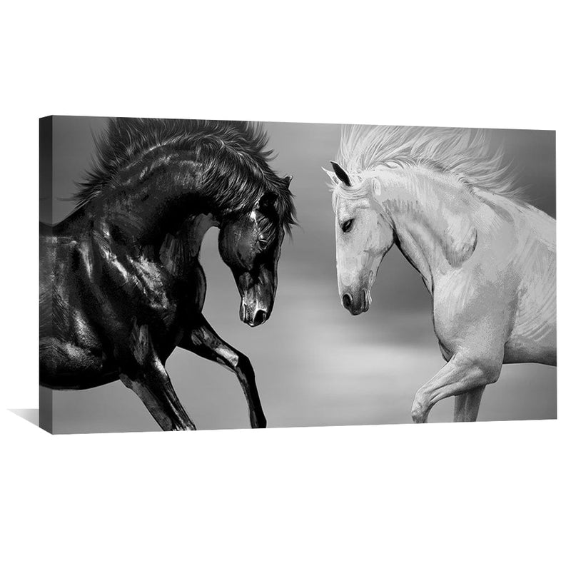 Ebony and Ivory Stallions Canvas