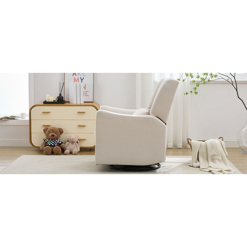 29.5'' Wide Wingback Swivel Rocker Recliner Chair, Glider Rocker Recliner, Rocking Chair Nursery for Living Room Bedroom Apartment,Linen,Beige