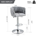 360 Degree Swivel Bar Stools Adjustable Counter Height Bar Chairs With Woven Back & Footrest, Silver Chromed Bar Stools For Kitchen Island (Set of 2) - Gray by HouseOfZazla