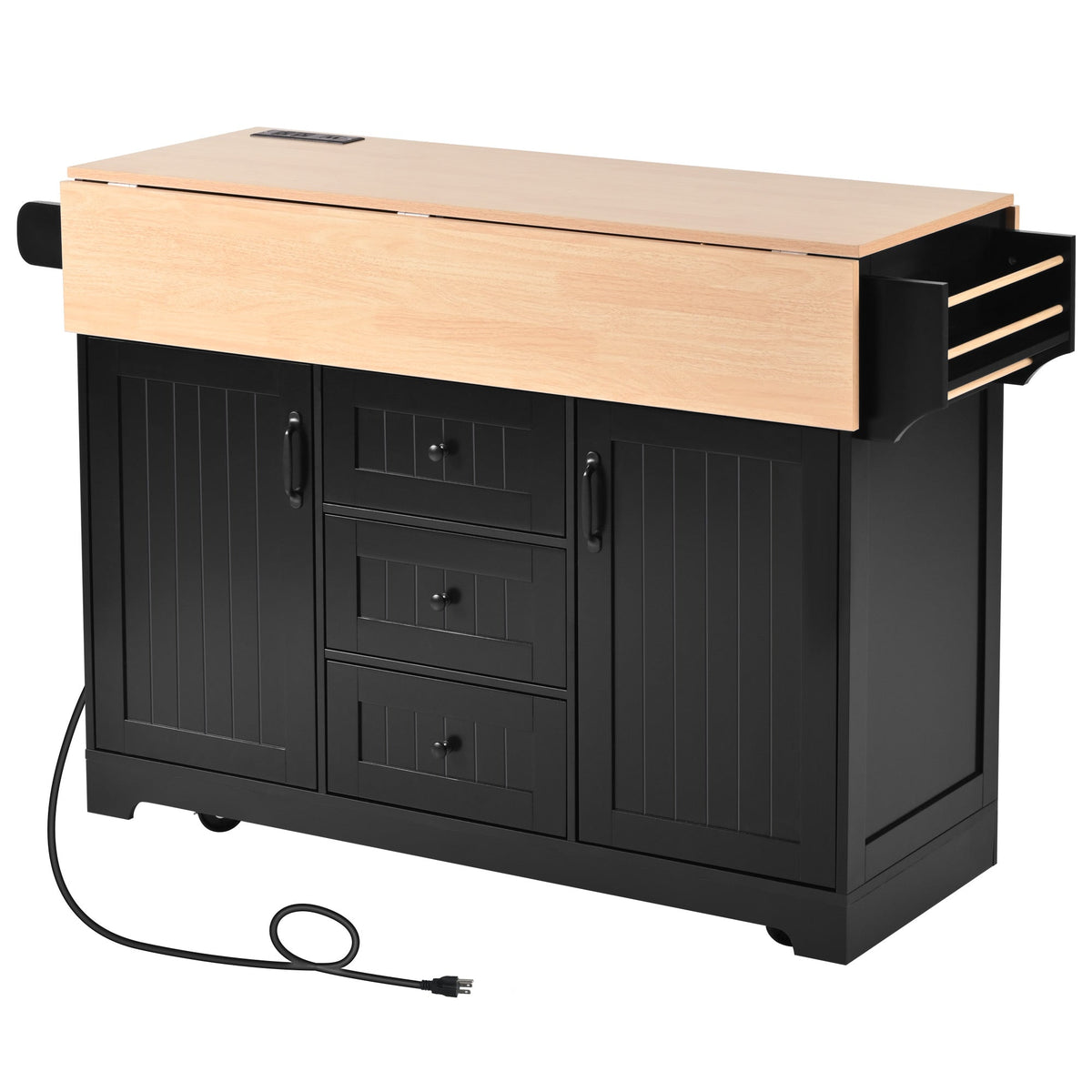 K&K 55.7'' Large Kitchen Island with 2 Drop Leaf, photo 8 of 10