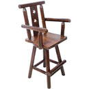 Rustic Tall Bistro Chair Decorative Star Backrest And Footrest, Fir Wood, 4 Foot - Brown by HouseOfZazla
