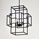 4 Light Metal Lantern Tiered Pendant Hanging Light Fixtures, Industrial Farmhouse Adjustable Height Chandeliers For Dining Room Hallway Foyer Entryway (E12 Bulbs Not Included) by HouseOfZazla