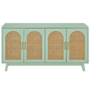 59.84"Modern 4-Door Cabinet with Rattan Decorative Doors,for Bedroom,Living Room,Office,Easy Assembly, Mint Green