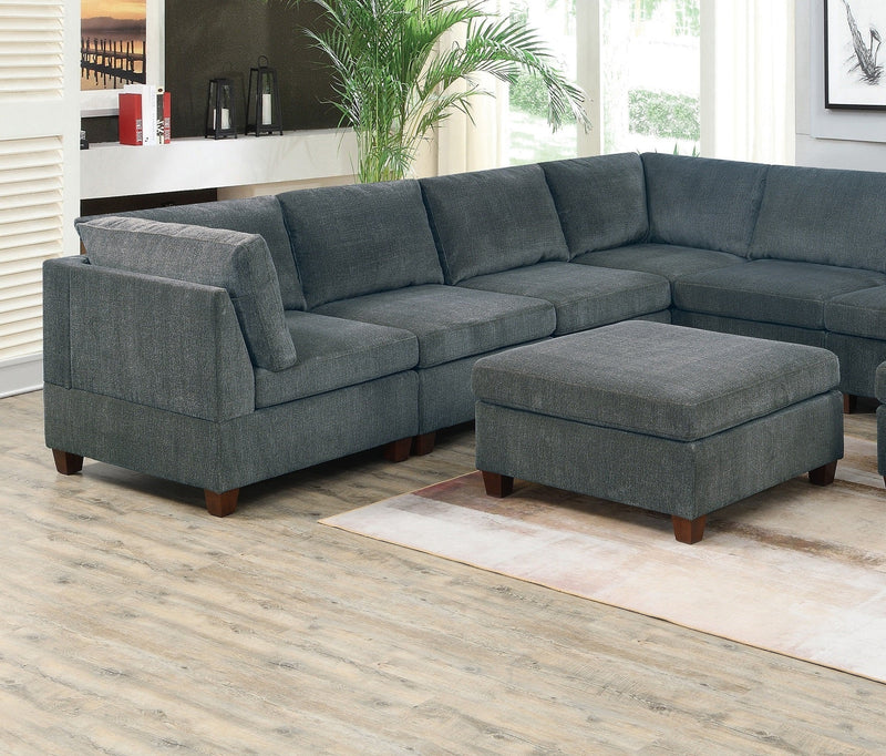 1pc OTTOMAN ONLY Grey Chenille Fabric Cocktail OTTOMAN Cushion Seat Living Room Furniture