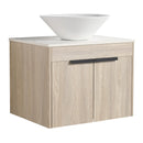 24" Modern Design Float Bathroom Vanity With Ceramic Basin Set, Wall Mounted White Oak Vanity With Soft Close Door, KD-PackingD-Packing Pieces