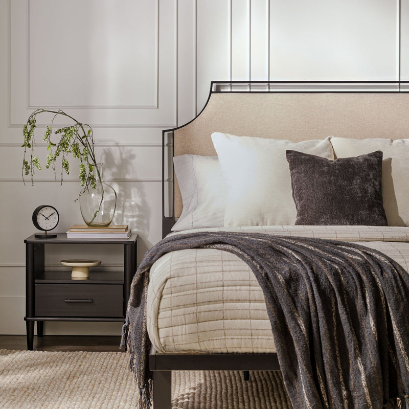 Mimi Upholstered Traditional Metal Queen Bed