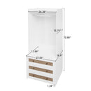 Wardrobe With 3 Drawers High Wardrobe Armoire With Rattan For Living Room Organizer - White by HouseOfZazla