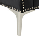 55.5" Modern Sofa Dutch Plush Upholstered Sofa with Metal Legs, Button Tufted Back Black