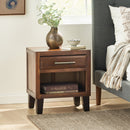 End Table in Brown Acacia Wood with Storage Drawer and Shelf by HouseOfZazla