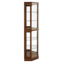 6 Shelf Corner Curio Display Cabinet with Lights, Mirrors and Adjustable Shelves, Walnut