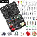 188Pcs Fishing Accessory Kit Portable Fishing Set Including Jig Hooks Sinker Weights Spoon Lure Removable Split Shot w/ Tackle Box by GBruno Store