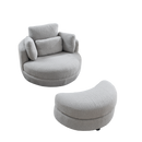 39" W Oversized Swivel Chair with moon storage ottoman for Living Room, Modern Accent Round Loveseat Circle Swivel Barrel Chairs for Bedroom Cuddle Sofa Chair Lounger Armchair, 4 Pillows, Teddy Fabric