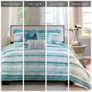 6 Piece Printed Quilt Set with Throw Pillows Aqua Full/Queen