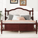 Pine Wooden Bed With Upholstered Headboard And Panel Footboard, With Two Bed Rail Support Feet And Central Platform Support Feet by HouseOfZazla