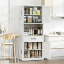 Kitchen Pantry Cabinet With Adjustable Shelves, Drawers, Hooks And Large Countertop - White by HouseOfZazla