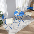 3 Pieces Patio Bistro Balcony Metail Chair Table Set-Blue