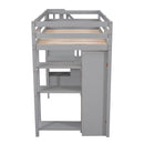 Loft Bed With Storage Drawers, Desk And Stairs With Shelves