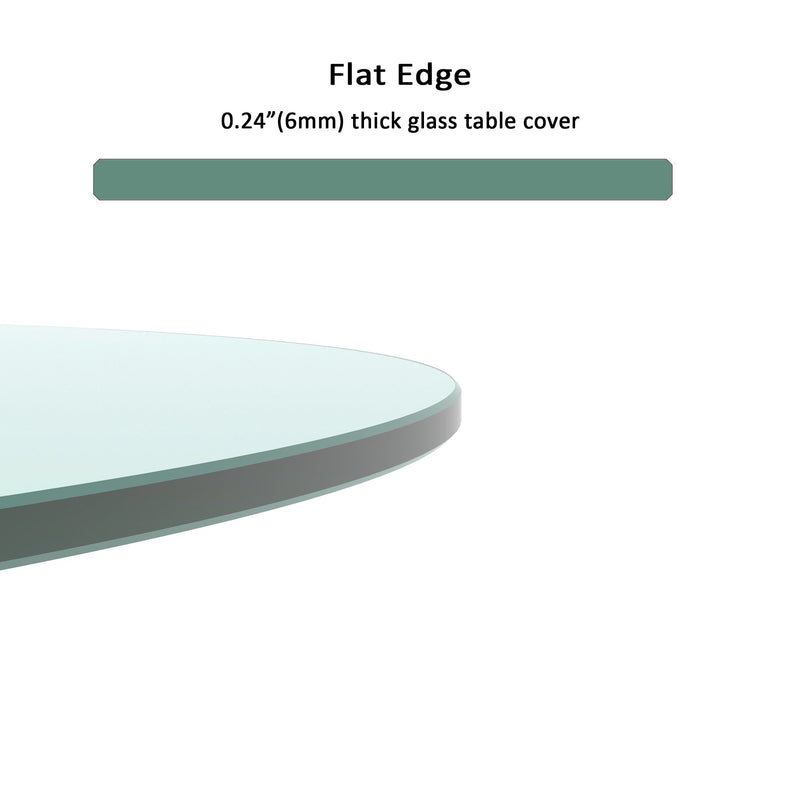 20" Inch Round Tempered Glass Table Top Clear Glass 1/4" Inch Thick Flat Polished Edge