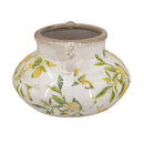 8.1x8.1x5.2" Ceramic Planter with Yellow Lemon and Green Leaf Motif by HouseOfZazla