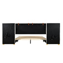 Upholstered Platform Bed, 2 Outlets And USB Charging Ports On Both Sides, 2 Bedside Pillows, Storage Shelves by Unique Piece Furniture