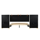 Upholstered Platform Bed, 2 Outlets And USB Charging Ports On Both Sides, 2 Bedside Pillows, Storage Shelves by HouseOfZazla
