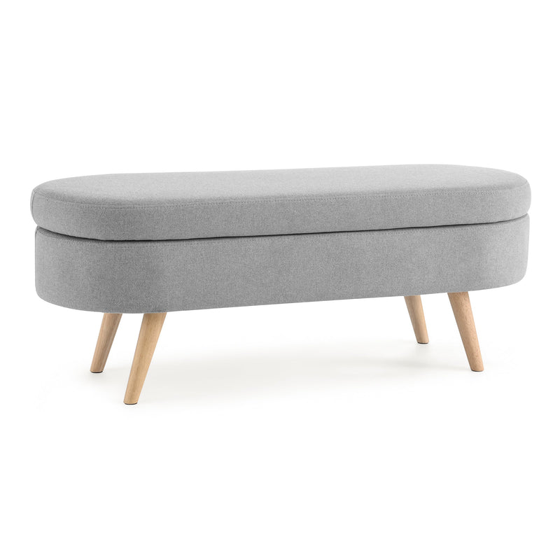 Walker Edison | Linen Oval Ottoman Storage Bench