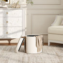 Brandy - Round Upholstered Storage Ottoman With Accent by HouseOfZazla