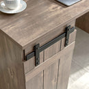 Home Office Desk Hazelnut One Cabinet Three Shelves Faux Barn Door On Metal Euro Hinges Modesty Panel - Light Brown by HouseOfZazla