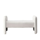 52" Bench for Bedroom End of Bed Modern Contemporary Design Ottoman Couch Long Bench Window Sitting Fireplace Bench, Teddy White (Ivory)